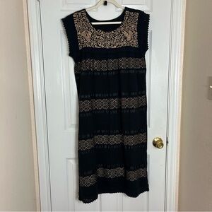 Elegant Black and Gold Lace Dress